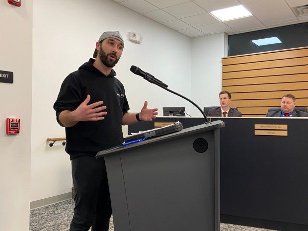 Morgan Davidheiser, operations manager at Sunset Hill Brewery, told the supervisors the business wants to work with the township to "provide a path forward that makes everyone comfortable." (Evan Brandt -- MediaNews Group)