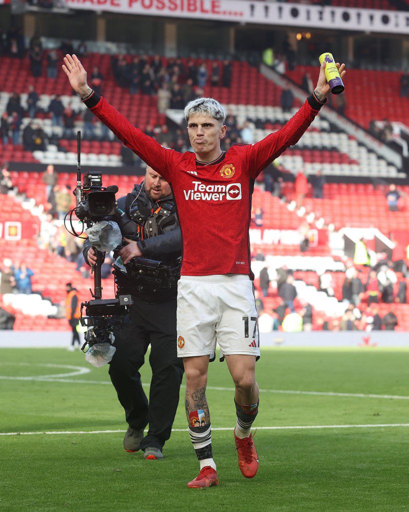 Alejandro Garnacho of Manchester United walks off after the Premier League match between Manchester United and Everton