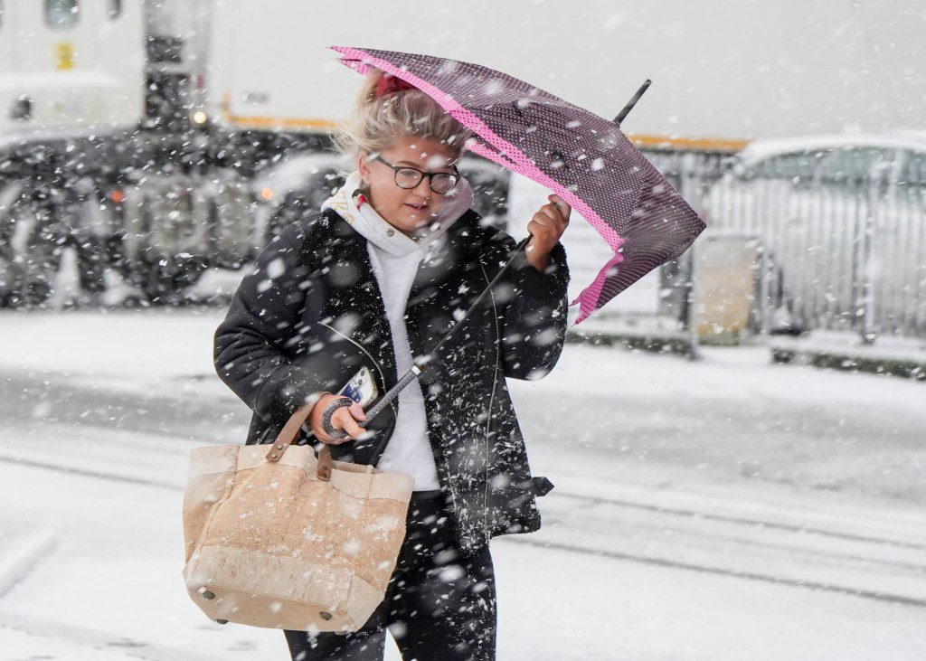 Woman battling snnow