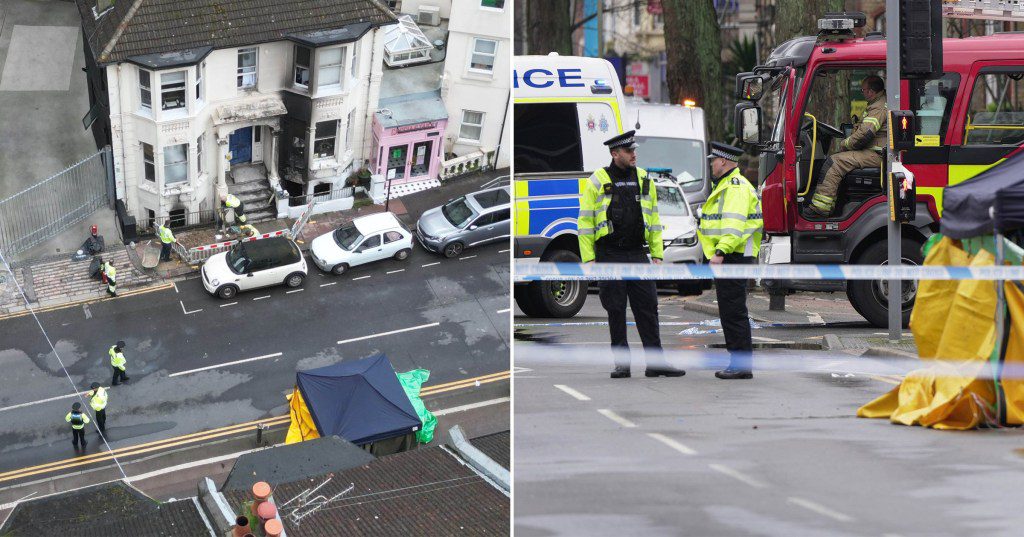 Police on scene and cordon in place at a house fire