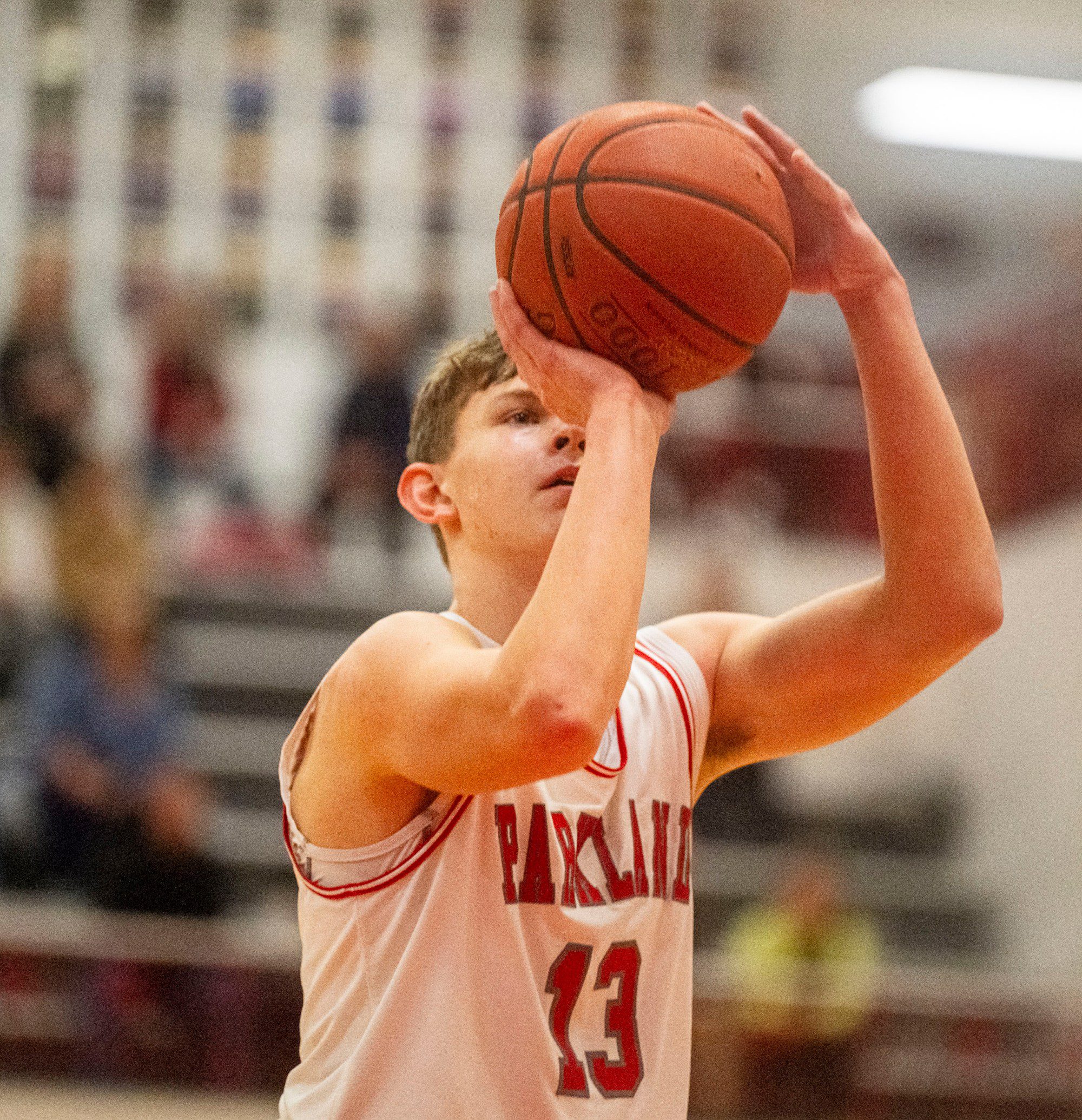 Parkland's Robbie Ruisch looks to score against Plymouth-Whitemarsh during a PIAA Class 6A first round game Saturday, March 9, 2024, at Parkland High School. (April Gamiz/The Morning Call)