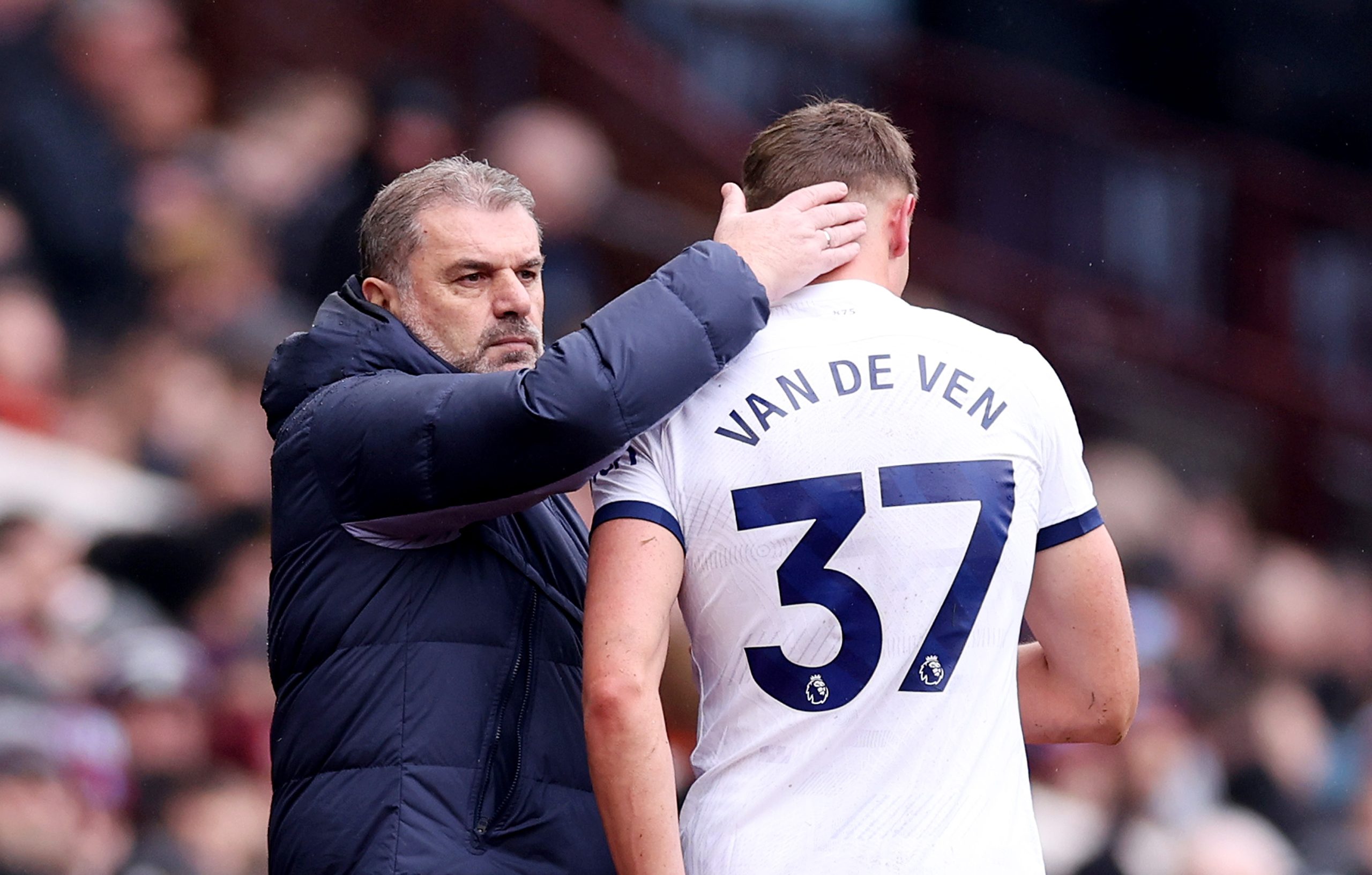 Ange Postecoglou consoles Spurs defender Micky van de Ven