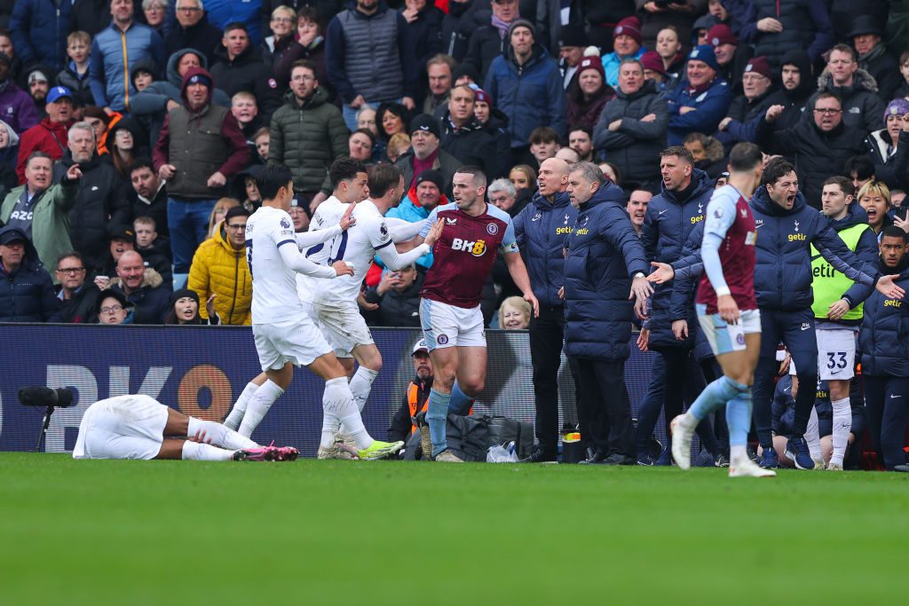 John McGinn is sent off in Villa's defeat to Spurs