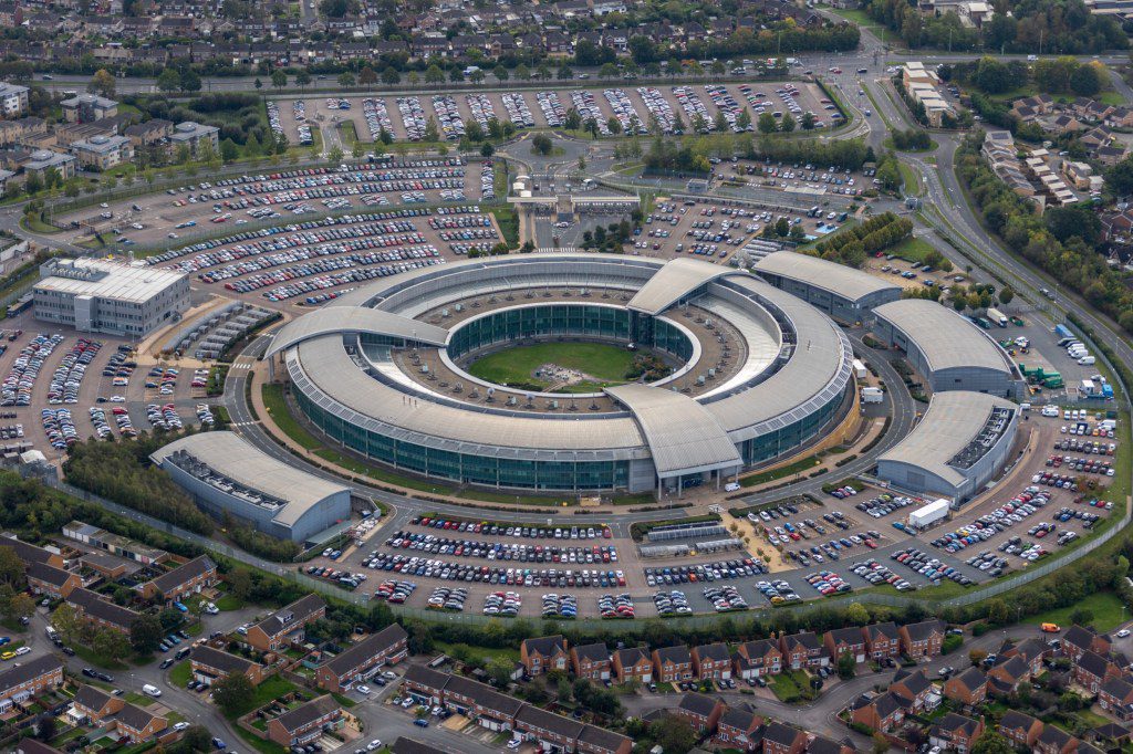 GLOUCESTERSHIRE, UNITED KINGDOM - OCTOBER 06, 2023: In an aerial view, GCHQ, the Government Communications Headquarters on October 06, 2023, in United Kingdom. (Photo by David Goddard/Getty Images)