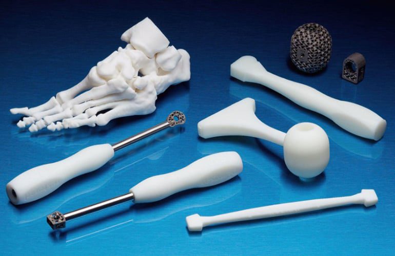 Metal and polymer 3D-printed orthopedic implants. 