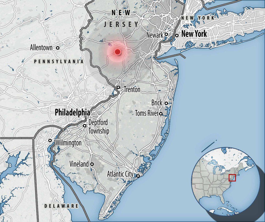 The epicenter of the earthquake was reported about 50 miles west of Manhattan