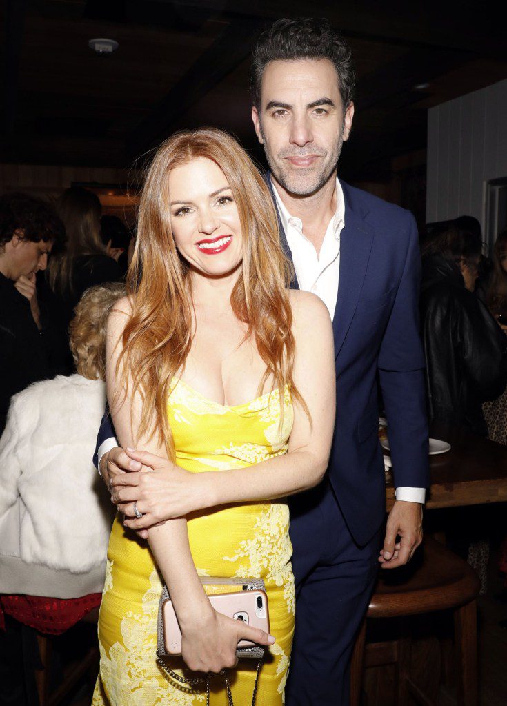 WEST HOLLYWOOD, CA - JANUARY 06: Actors Isla Fisher and Sacha Baron Cohen attend a special screening and reception of 