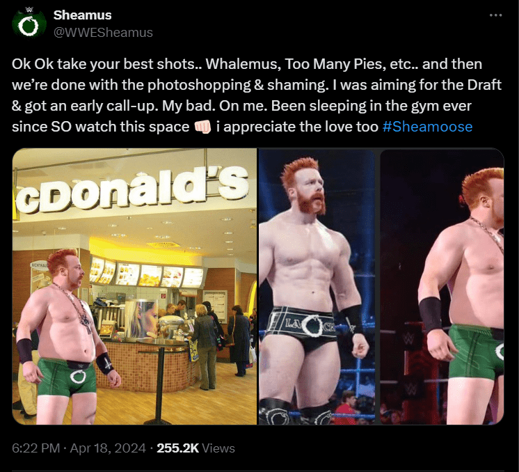 WWE superstar Sheamus fires back