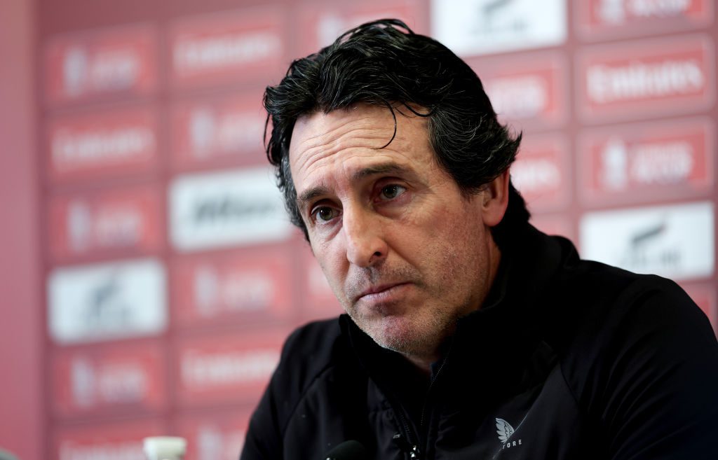 Unai Emery during an Aston Villa press conference