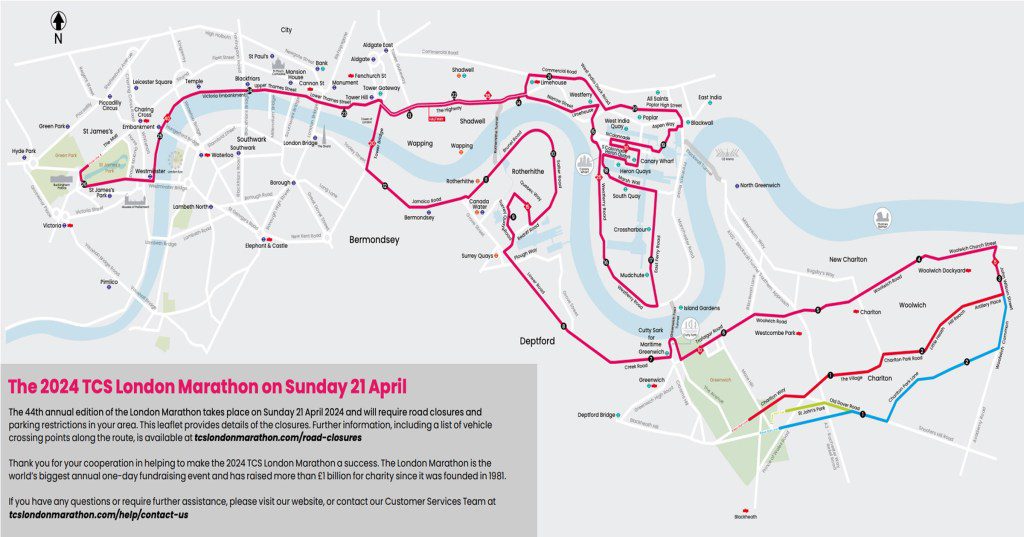 There will be disruptions and closures staggered throughout the day (Picture: TCS London Marathon)