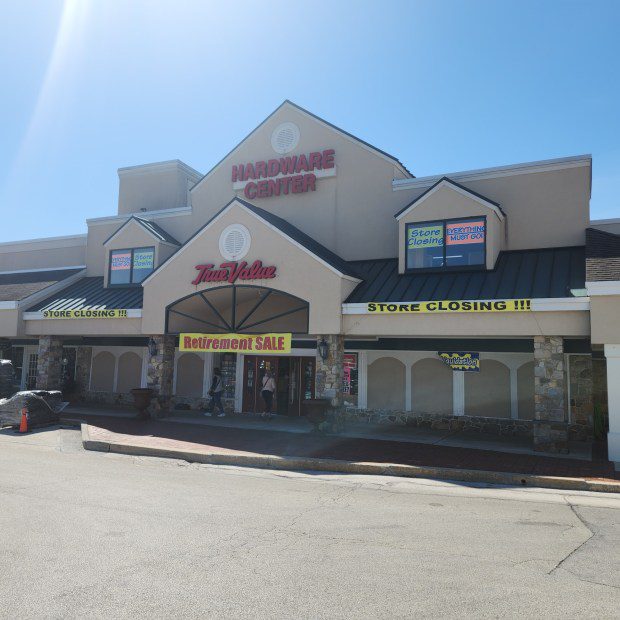 The signs tell the story for The Hardware Center in Paoli. (BILL RETTEW/MEDIANEWS GROUP)