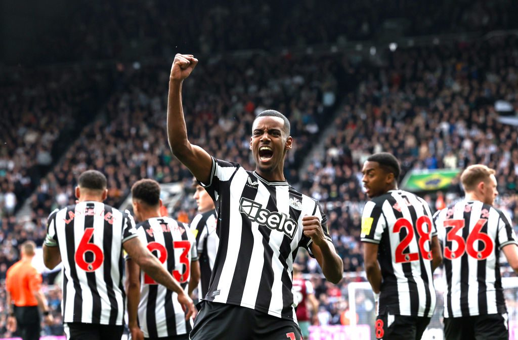 Alexander Isak celebrates a goal for Newcastle United