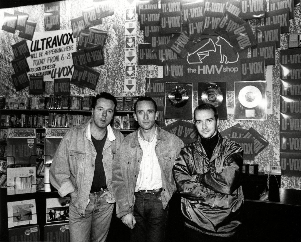 Ultravox's Billie Currie, Chris Cross and Midge Ure visit HMV