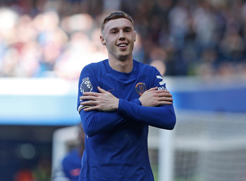 Cole Palmer celebrates scoring a goal for Chelsea