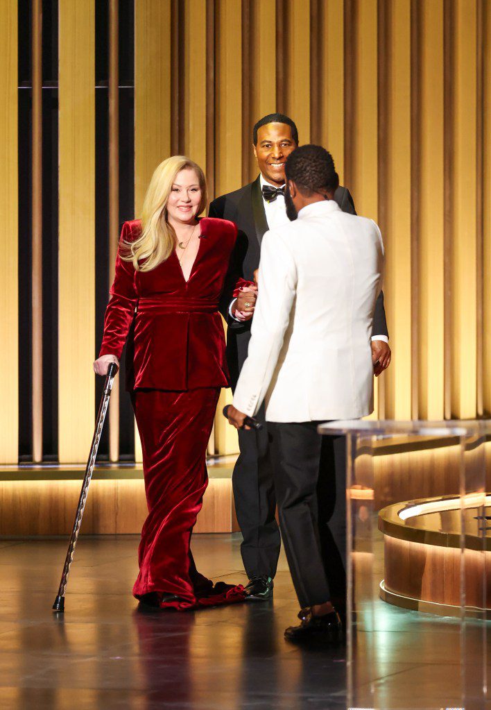 Christina Applegate with cane Emmys 2024