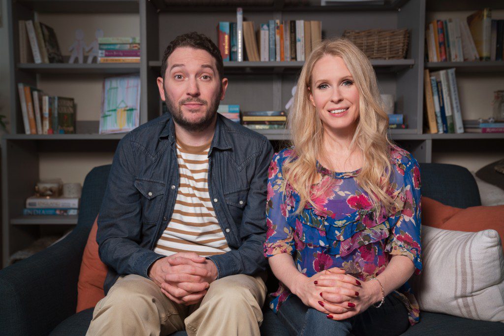 Jon Richardson and Lucy Beaumont on sofa