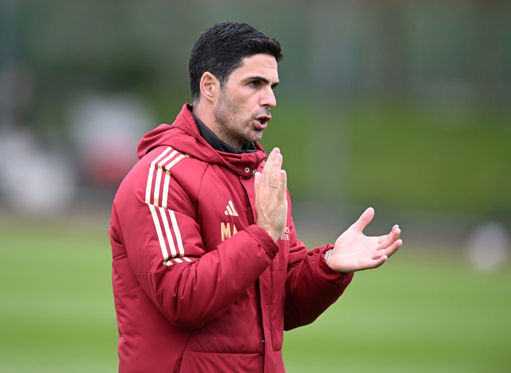 Mikel Arteta during an Arsenal training session