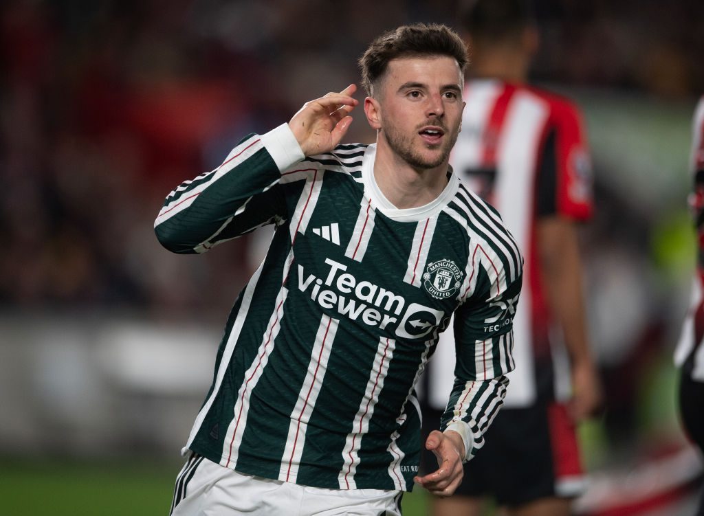 Mason Mount celebrates scoring a goal for Manchester United