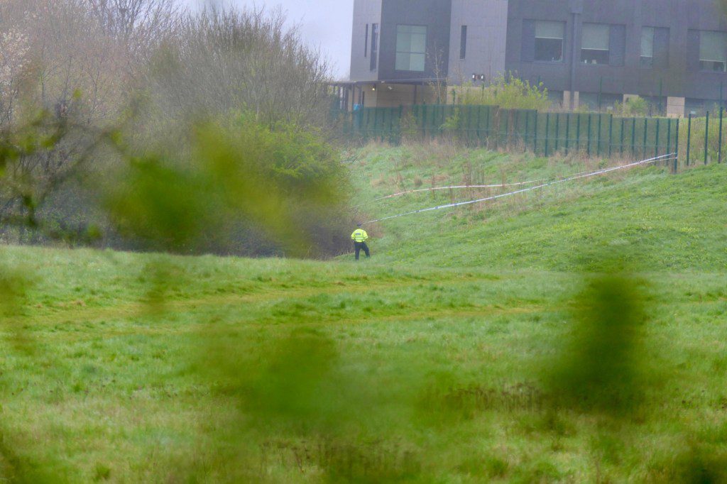 Police have cordoned off a large area of the fields 