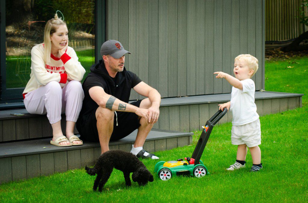 Katherine Ryan and husband Bobby Koostra and their son Fred 