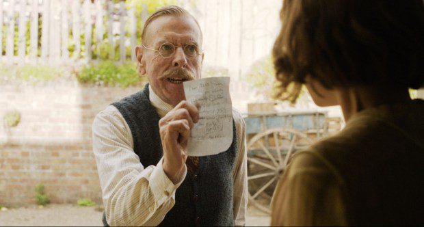 Timothy Spall's Edward confronts Jessie Buckley's Rose ina scene from "Wicked Little Letters." (Courtesy of Sony Pictures Classics)