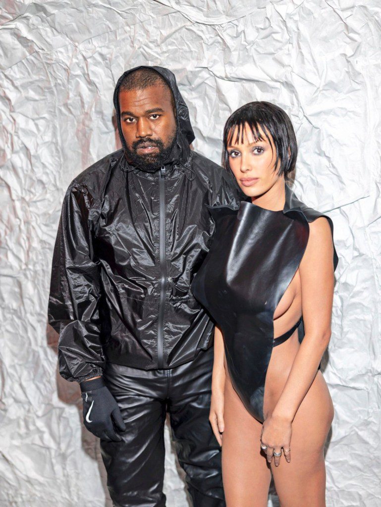 MILAN, ITALY - FEBRUARY 23: Kanye West and Bianca Censori attends the Marni fashion show during the Milan Fashion Week Womenswear Fall/Winter 2024-2025 on February 23, 2024 in Milan, Italy. (Photo by Arnold Jerocki/Getty Images)