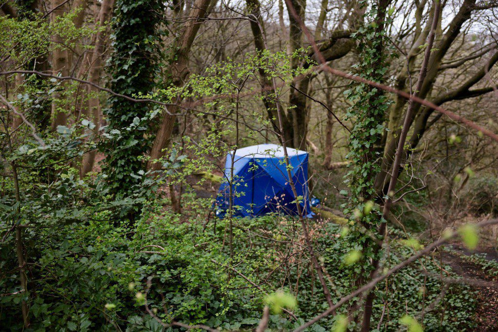 Police cordon off an area of the Kersal Wetlands