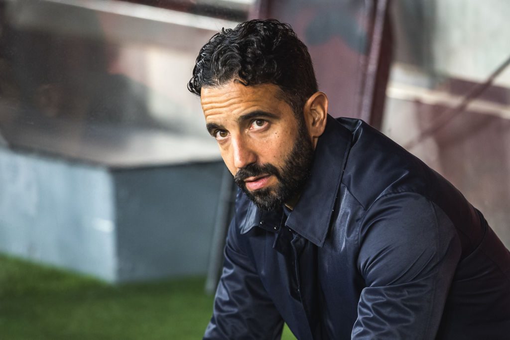 Sporting manager Ruben Amorim looks on