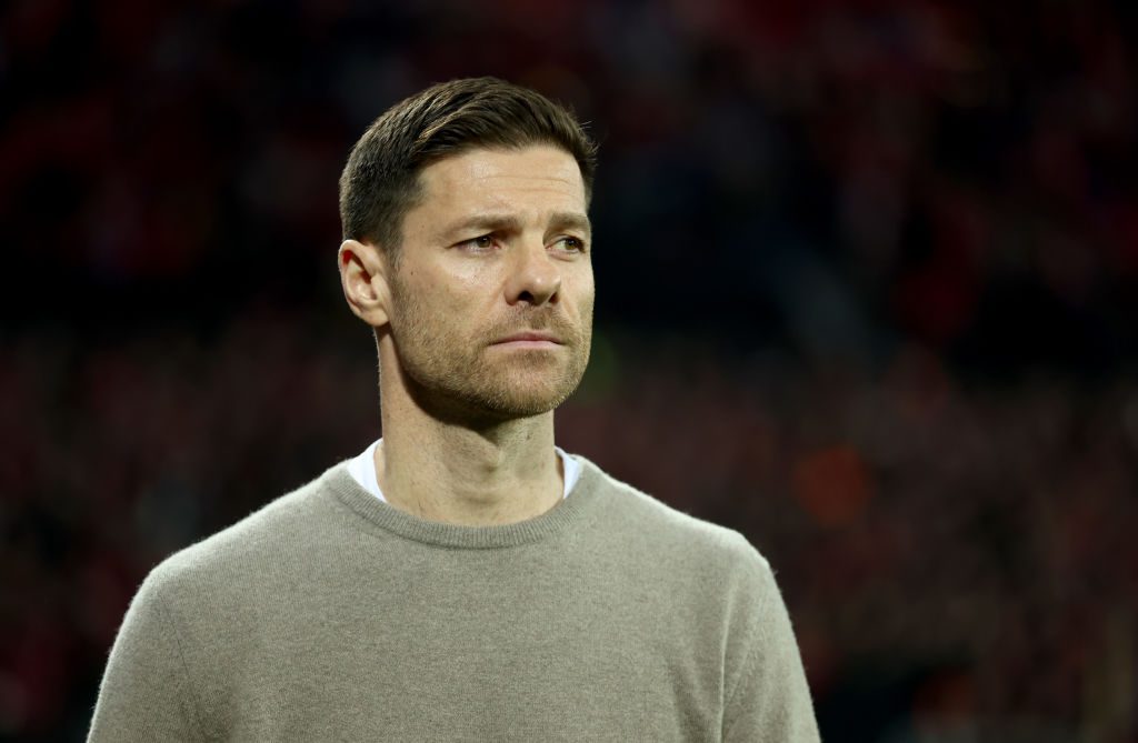 Bayer Leverkusen boss Xabi Alonso looks on