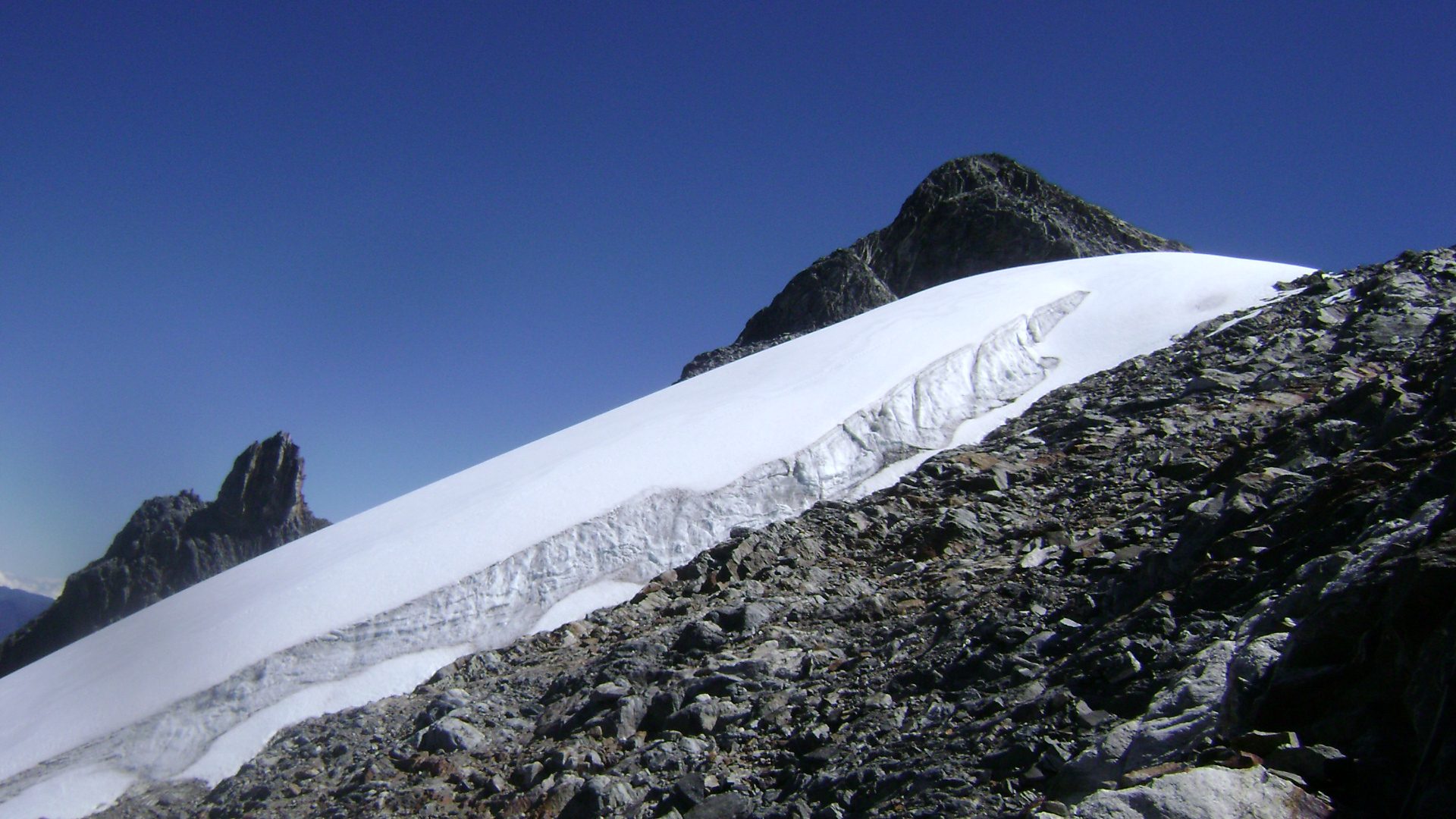 ice mass on a mountain slope